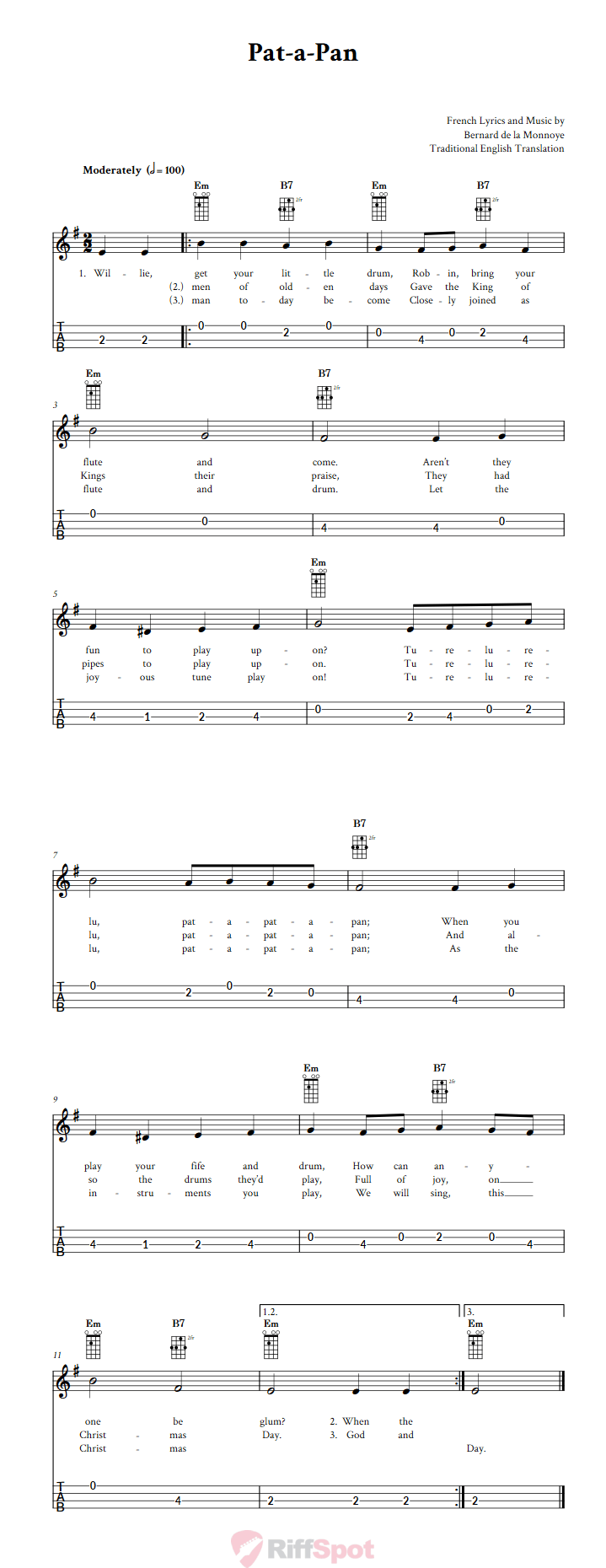 Pat-A-Pan 4-String Cigar Box Guitar Tab