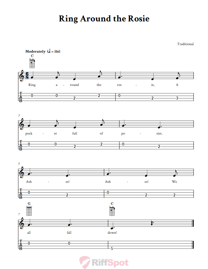 Ring Around the Rosie 4-String Cigar Box Guitar Tab