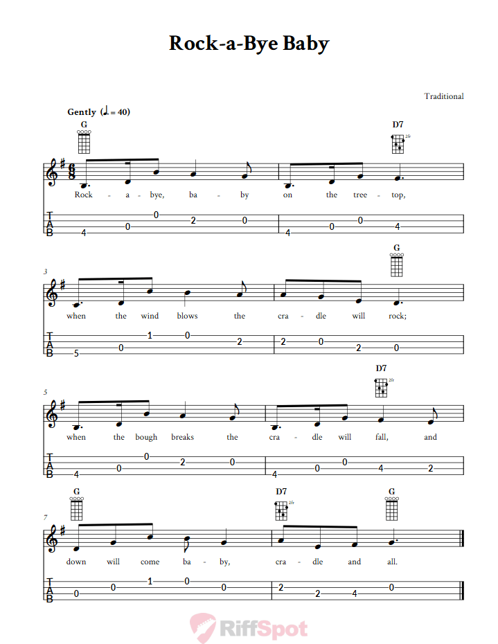 Rock-a-bye Baby 4-String Cigar Box Guitar Tab