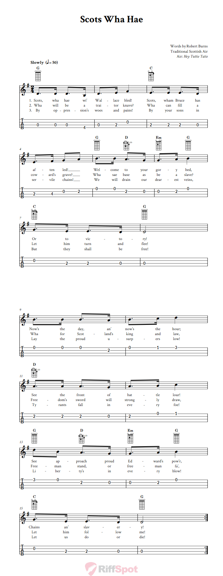 Scots Wha Hae 4-String Cigar Box Guitar Tab