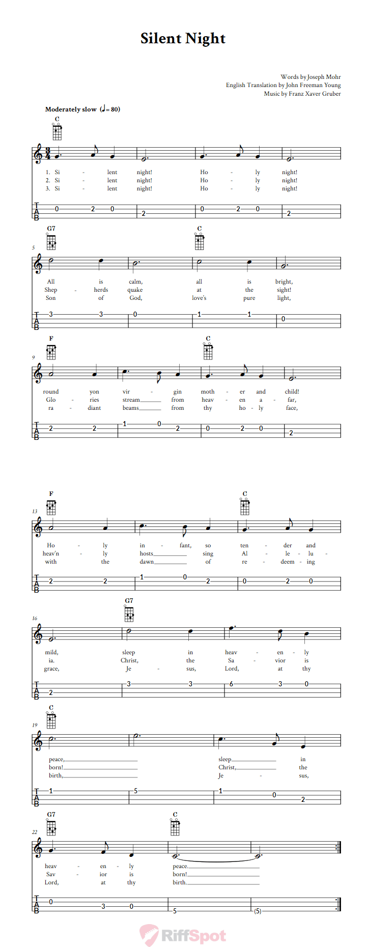 Silent Night 4-String Cigar Box Guitar Tab