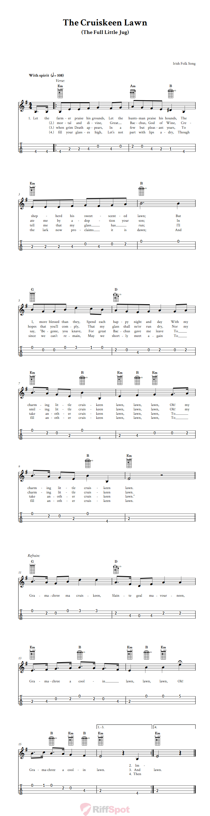 The Cruiskeen Lawn 4-String Cigar Box Guitar Tab