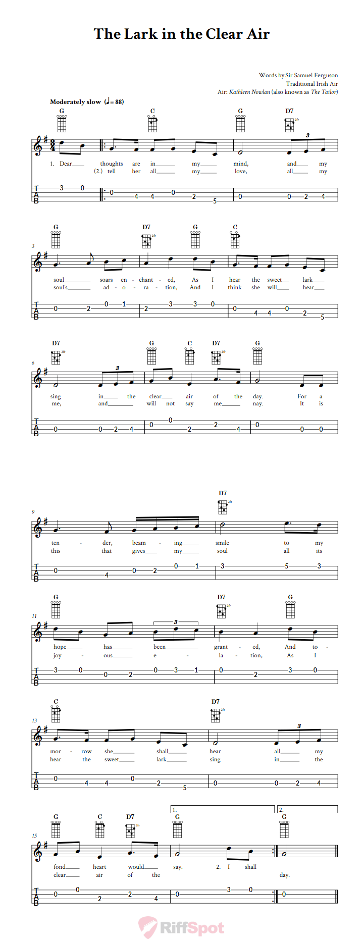 The Lark in the Clear Air 4-String Cigar Box Guitar Tab