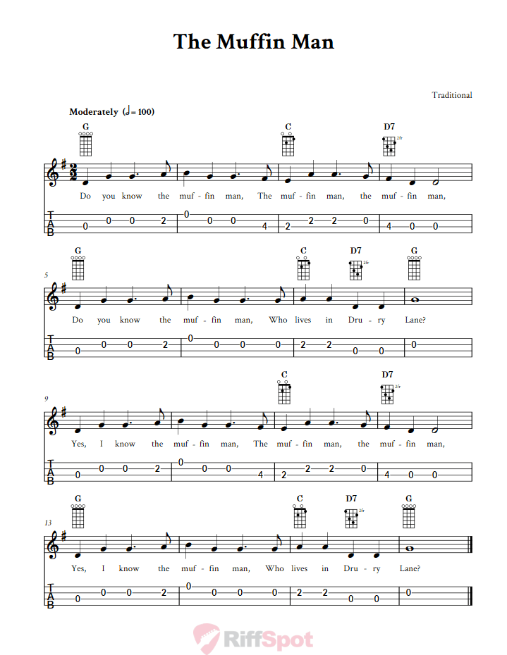 The Muffin Man 4-String Cigar Box Guitar Tab