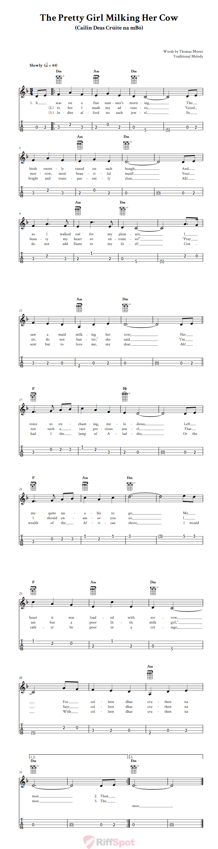 The Pretty Girl Milking Her Cow 4-String Cigar Box Guitar Tab