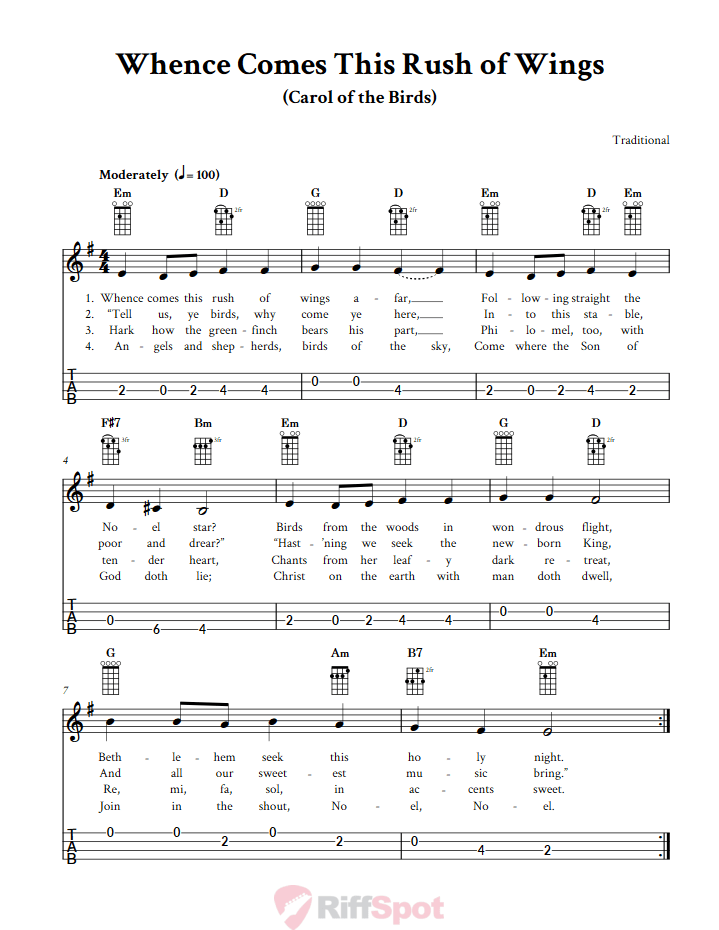 Whence Comes This Rush of Wings 4-String Cigar Box Guitar Tab