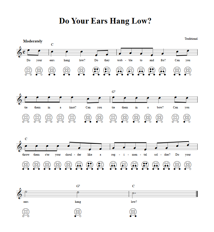 Do Your Ears Hang Low?  6 Hole Ocarina Tab