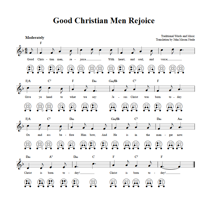 Good Christian Men Rejoice  6 Hole Ocarina Tab