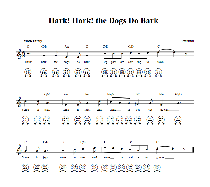 Hark! Hark! the Dogs Do Bark  6 Hole Ocarina Tab