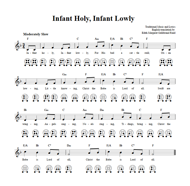 Infant Holy, Infant Lowly  6 Hole Ocarina Tab