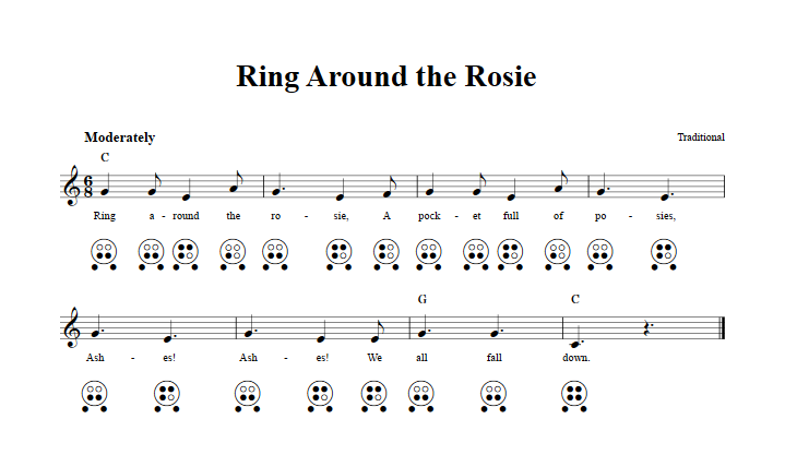 Ring Around the Rosie  6 Hole Ocarina Tab