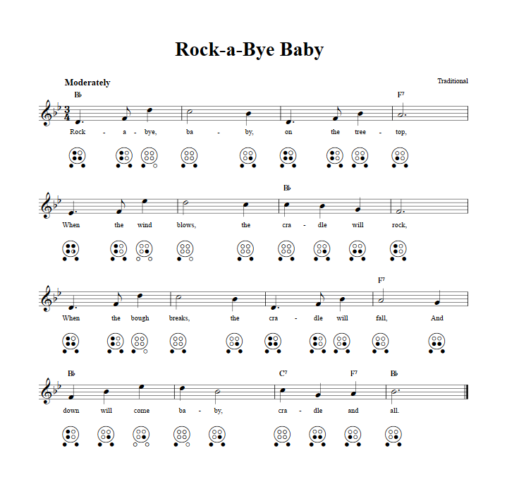 Rock-a-Bye Baby  6 Hole Ocarina Tab