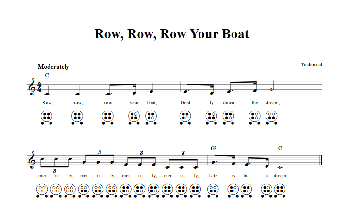 Row, Row, Row Your Boat  6 Hole Ocarina Tab