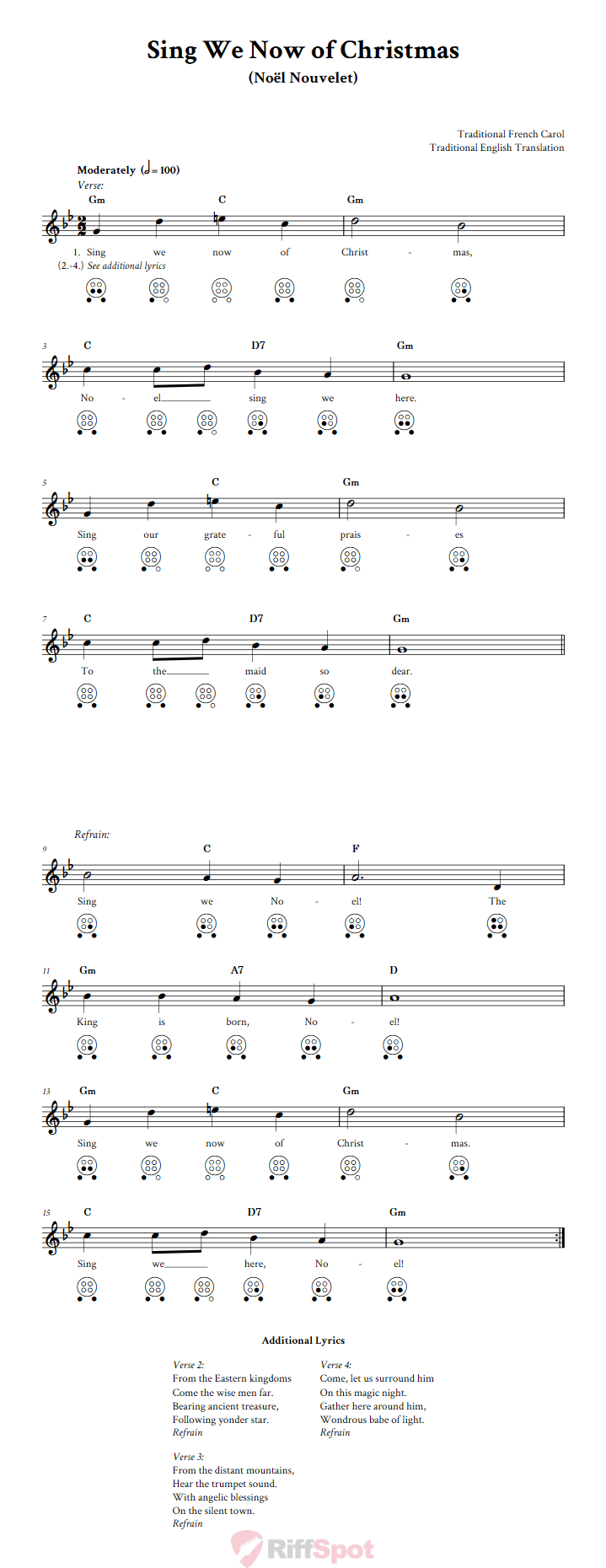 Sing We Now of Christmas  6 Hole Ocarina Tab