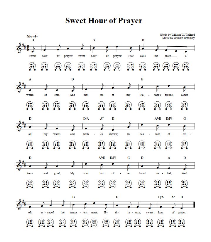 Sweet Hour of Prayer  6 Hole Ocarina Tab