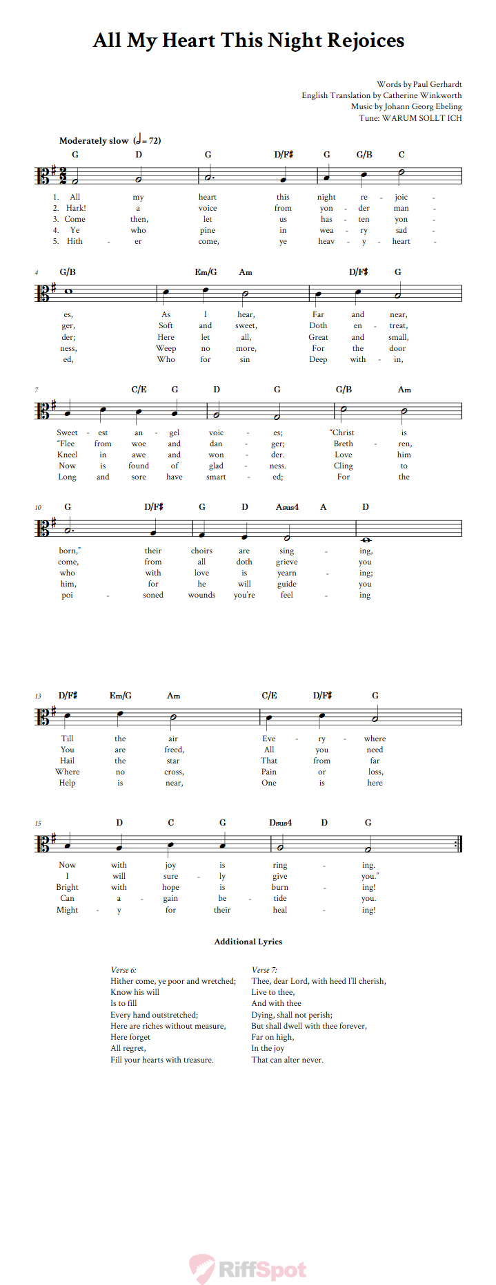 All My Heart This Night Rejoices Alto Clef Sheet Music