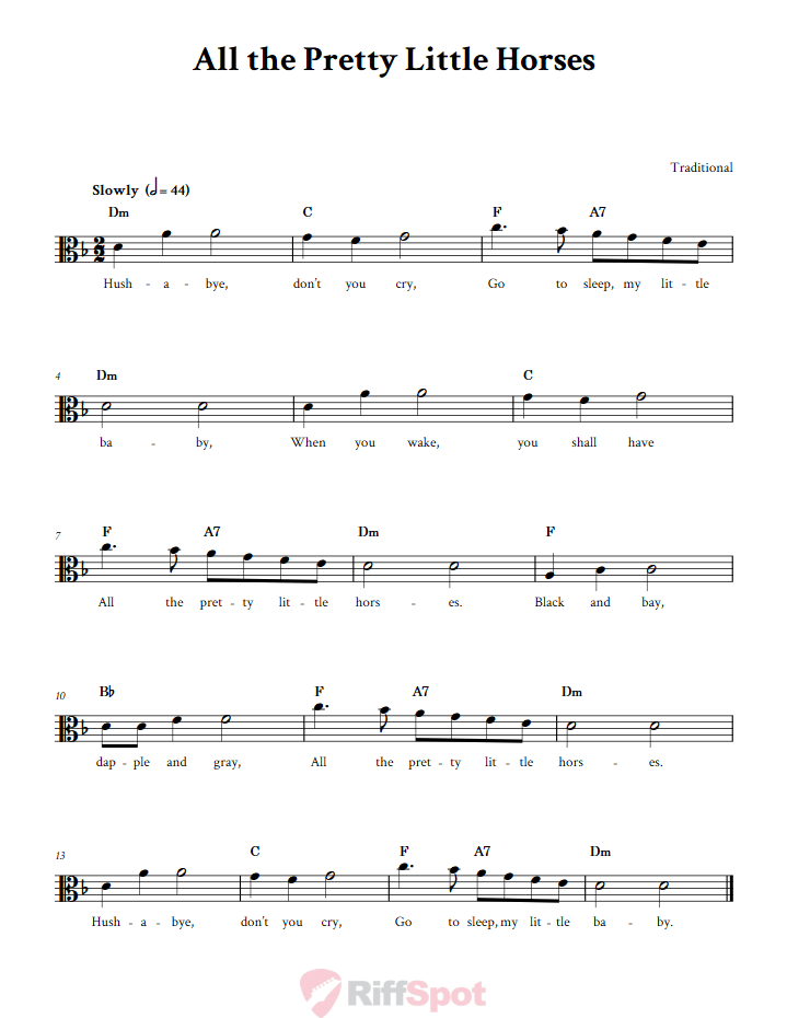 All the Pretty Little Horses Sheet Music for Viola and Other Alto Clef Instruments