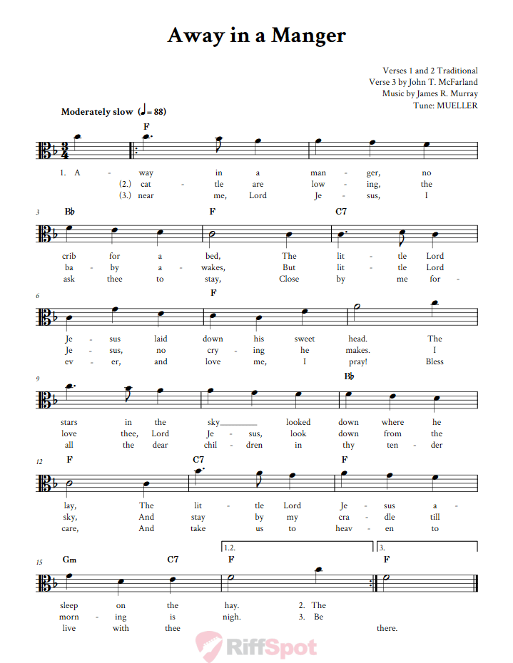 Away in a Manger Alto Clef Sheet Music