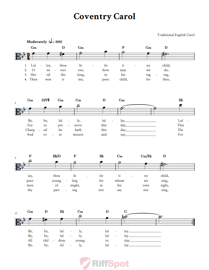 Coventry Carol Alto Clef Sheet Music