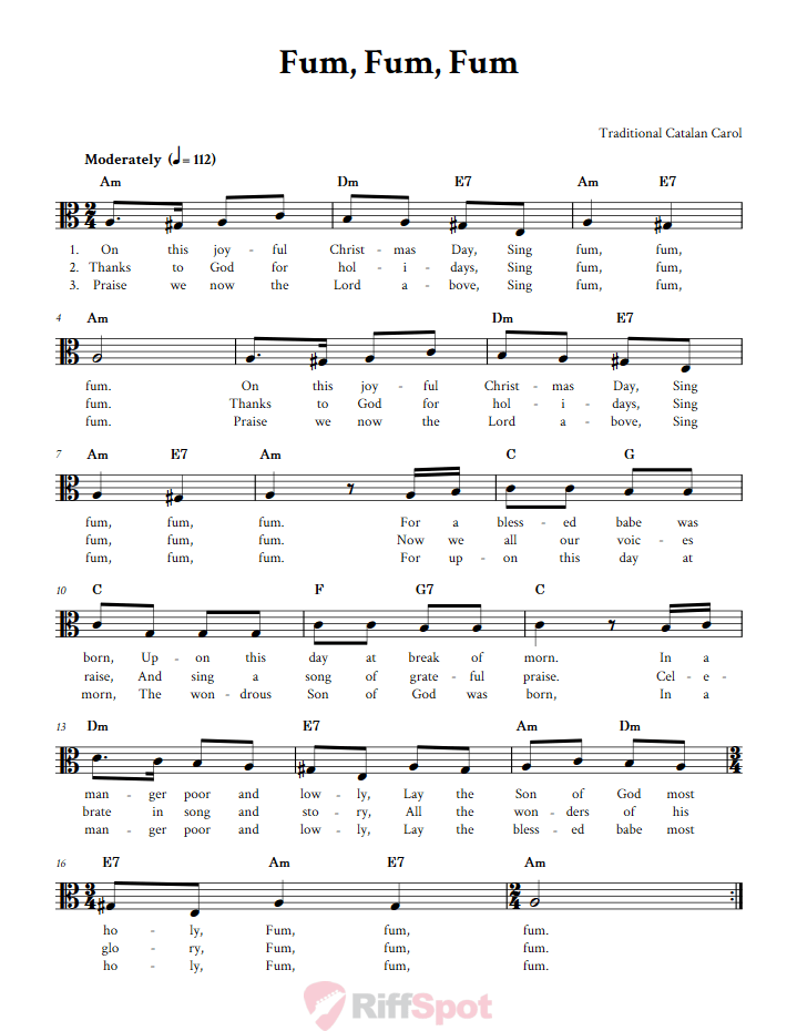 Fum, Fum, Fum Alto Clef Sheet Music