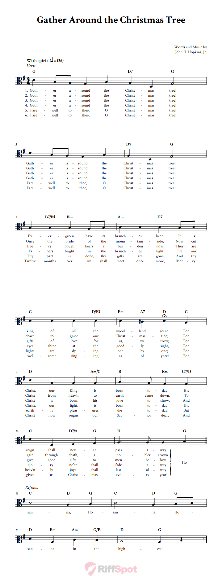 Gather Around the Christmas Tree Alto Clef Sheet Music