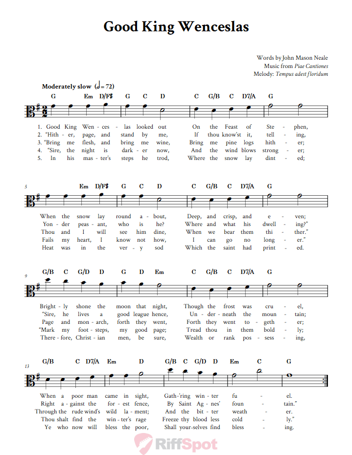 Good King Wenceslas Alto Clef Sheet Music