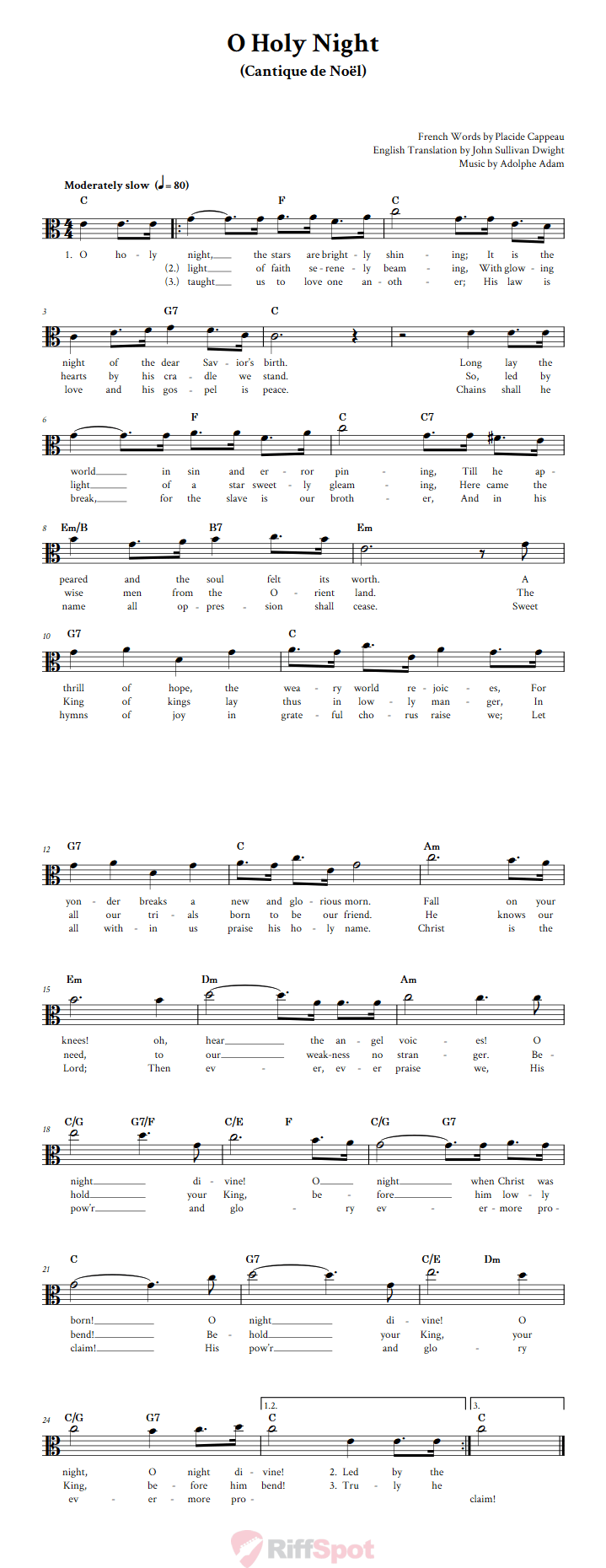 O Holy Night Alto Clef Sheet Music