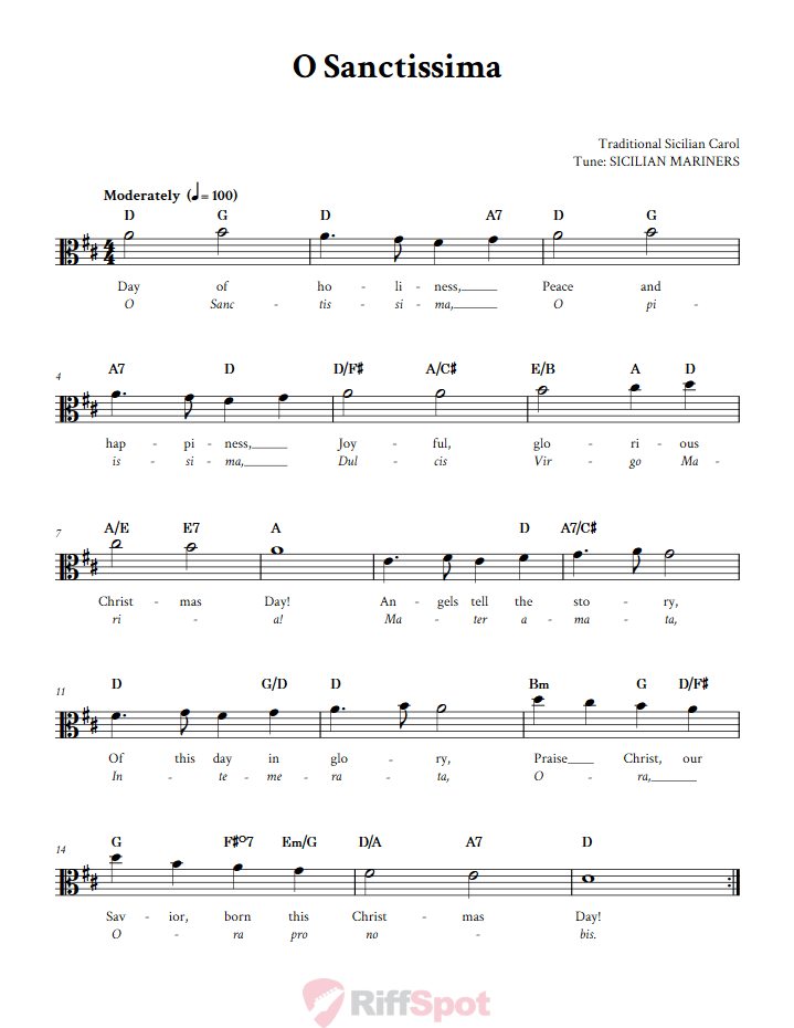 O Sanctissima Alto Clef Sheet Music