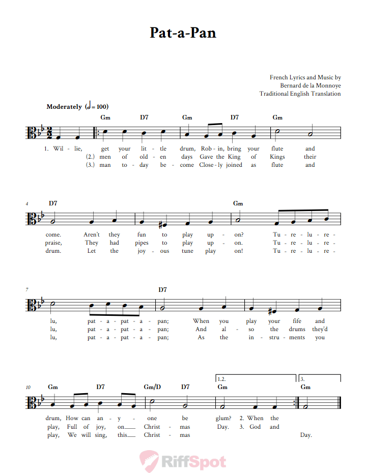 Pat-A-Pan Alto Clef Sheet Music