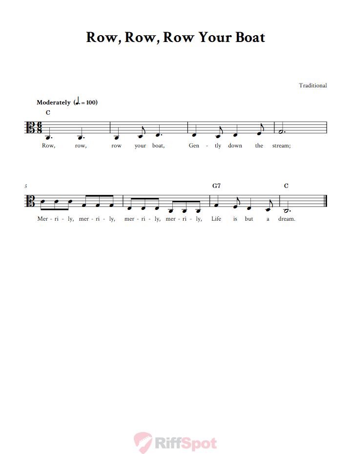 Row, Row, Row Your Boat Sheet Music for Viola and Other Alto Clef Instruments