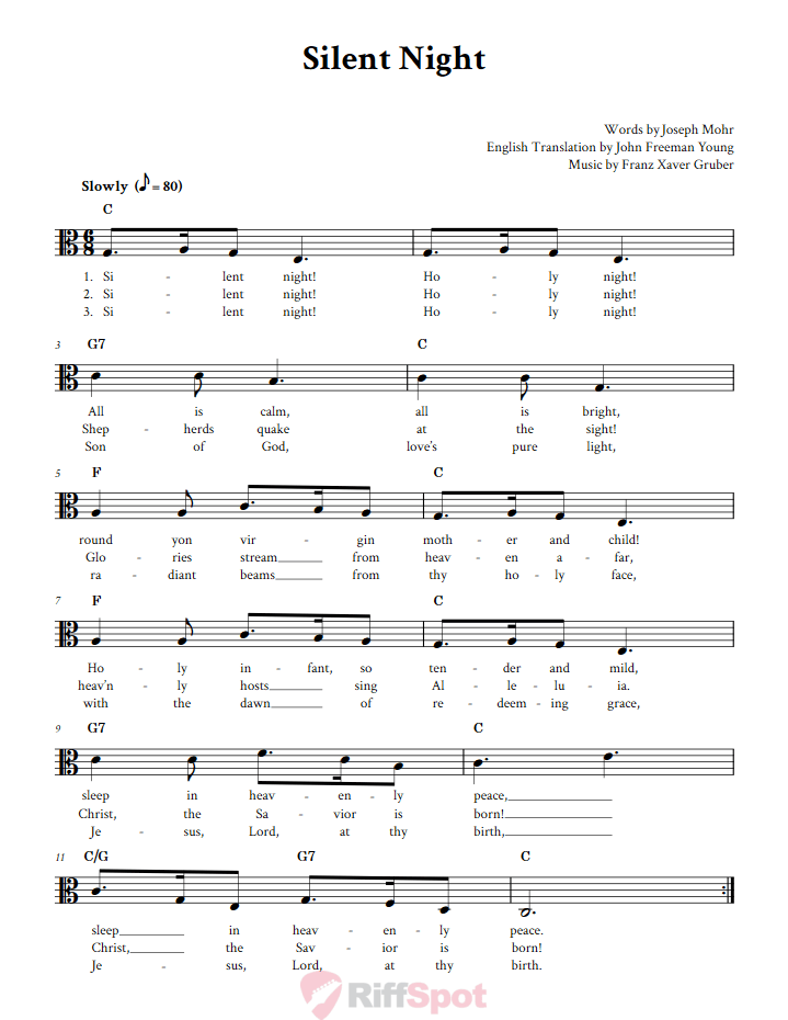 Silent Night Alto Clef Sheet Music