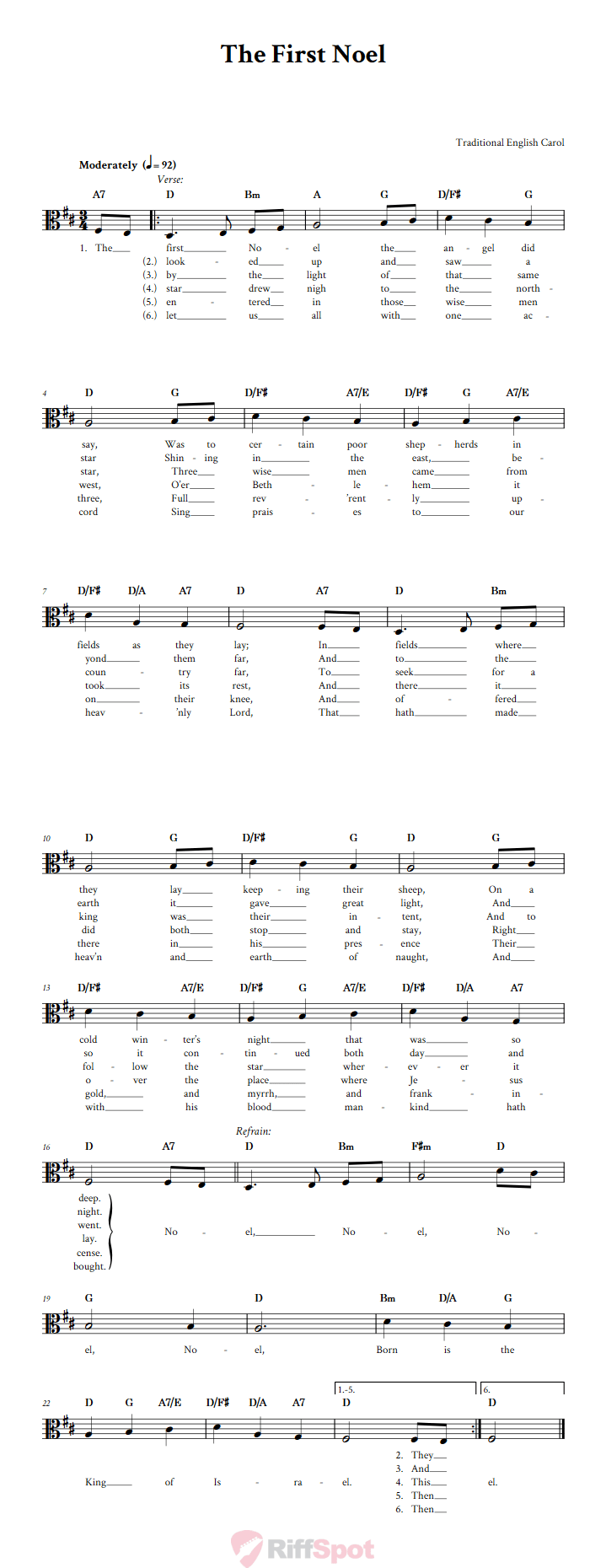 The First Noel Alto Clef Sheet Music