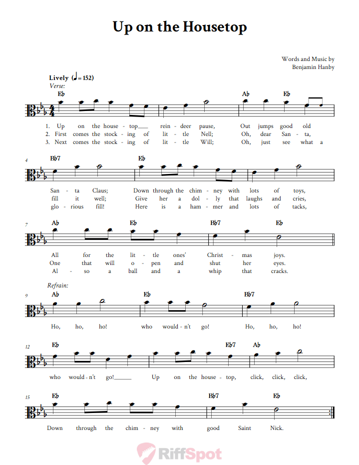 Up on the Housetop Alto Clef Sheet Music
