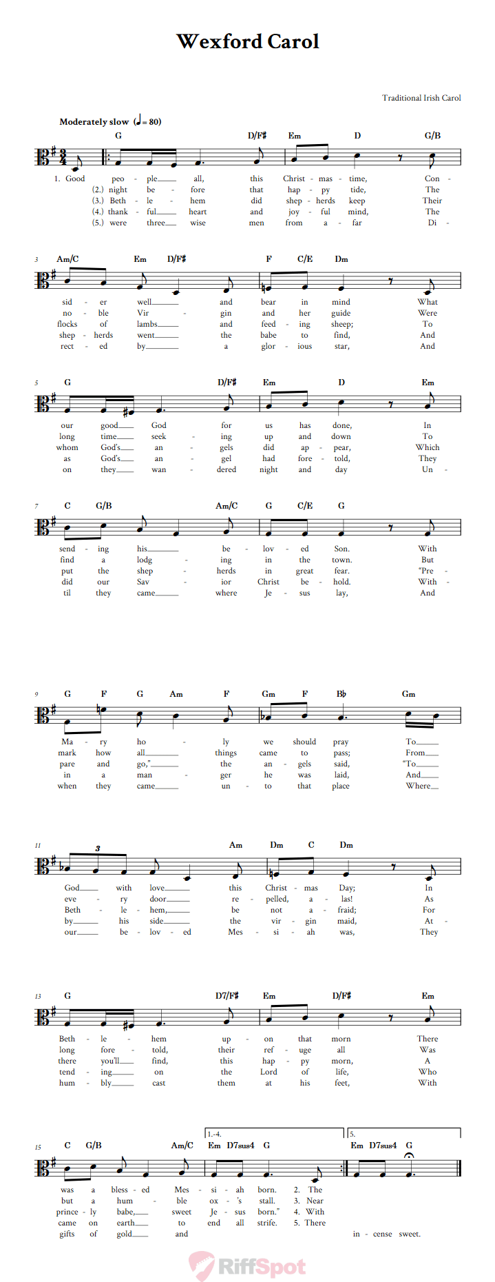 Wexford Carol Alto Clef Sheet Music