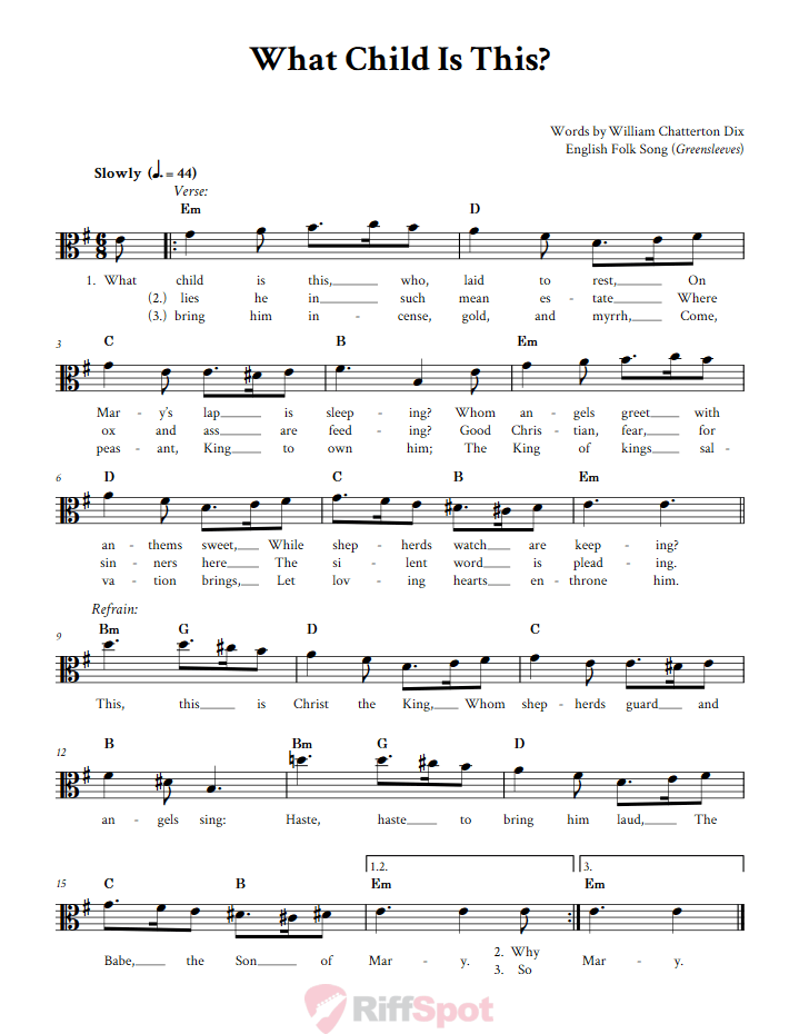What Child Is This? Alto Clef Sheet Music