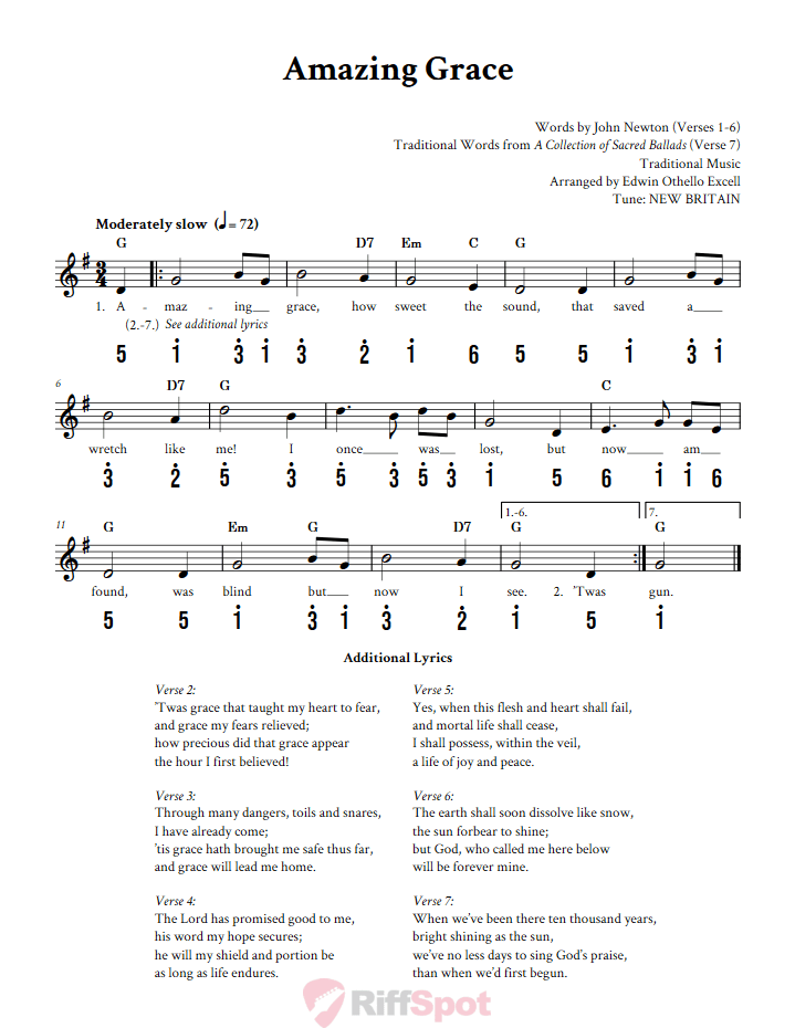 Amazing Grace Alto Kalimba Tab