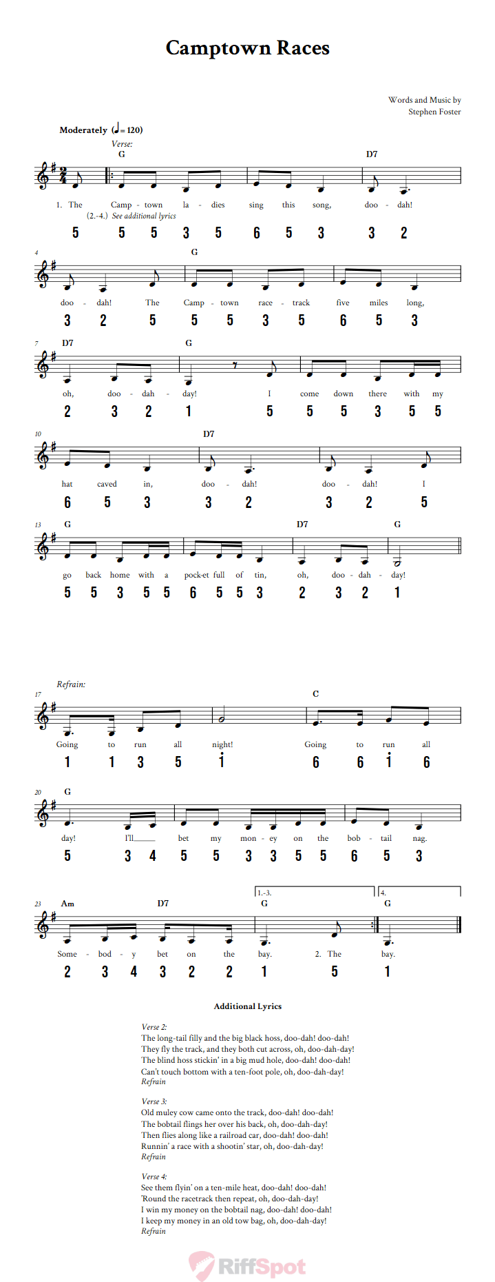 Camptown Races Alto Kalimba Tab