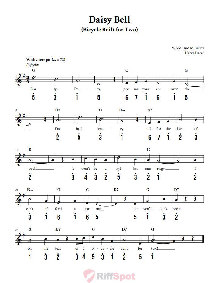 Daisy Bell Alto Kalimba Tab