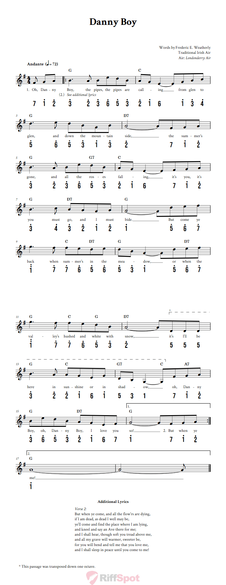 Danny Boy Alto Kalimba Tab