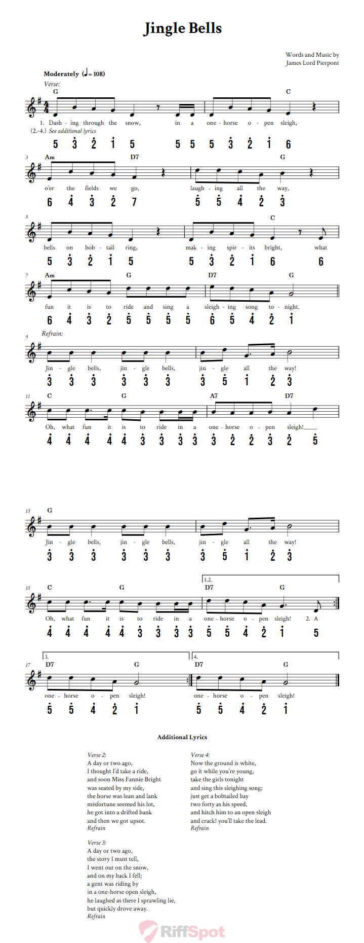 Jingle Bells Alto Kalimba Tab