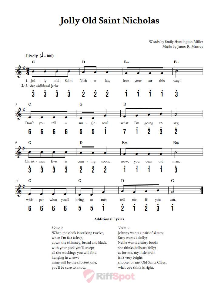 Jolly Old Saint Nicholas Alto Kalimba Tab