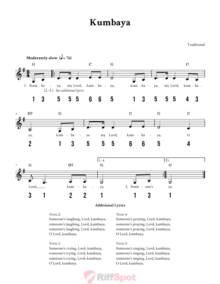Kumbaya Alto Kalimba Tab