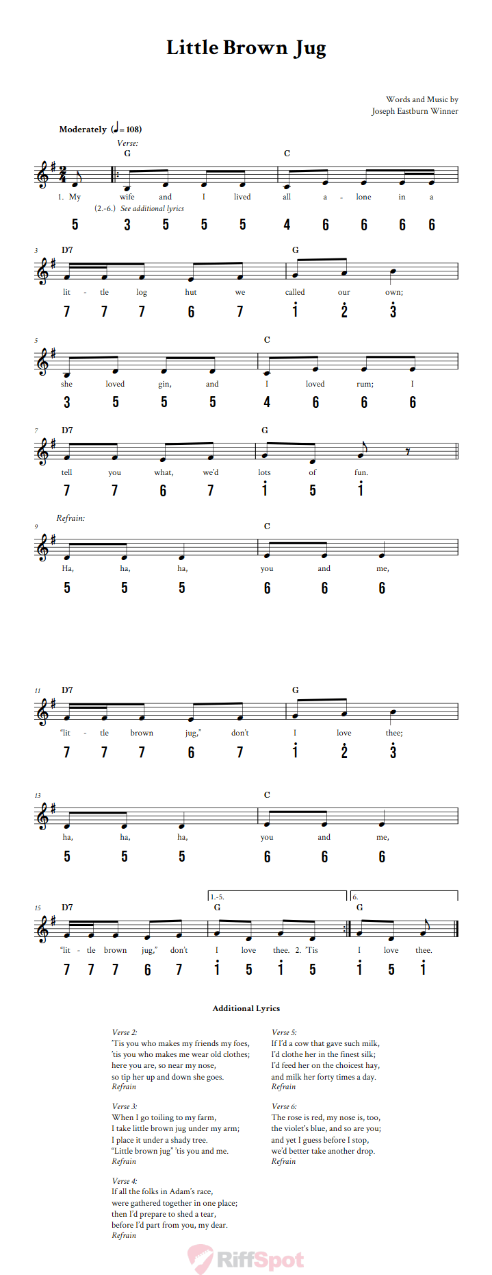 Little Brown Jug Alto Kalimba Tab