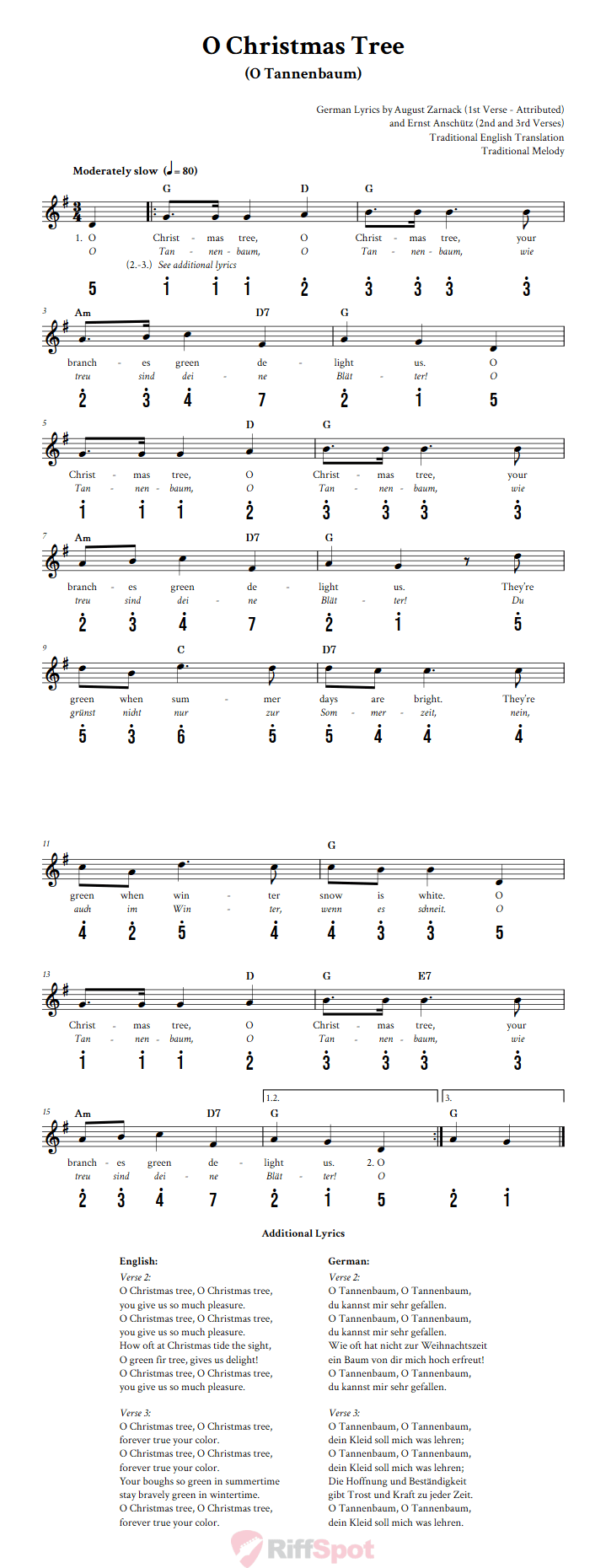O Christmas Tree Alto Kalimba Tab