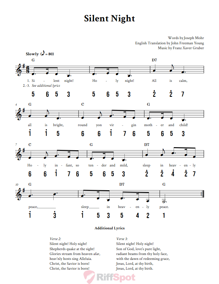 Silent Night Alto Kalimba Tab