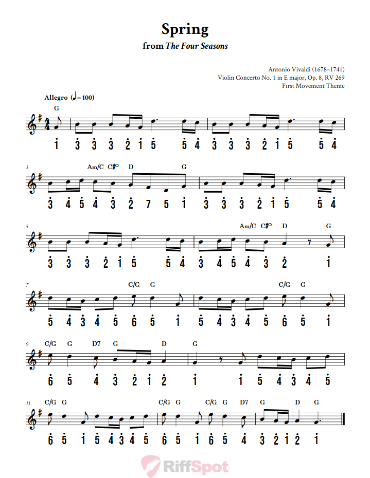Spring from The Four Seasons Alto Kalimba Tab