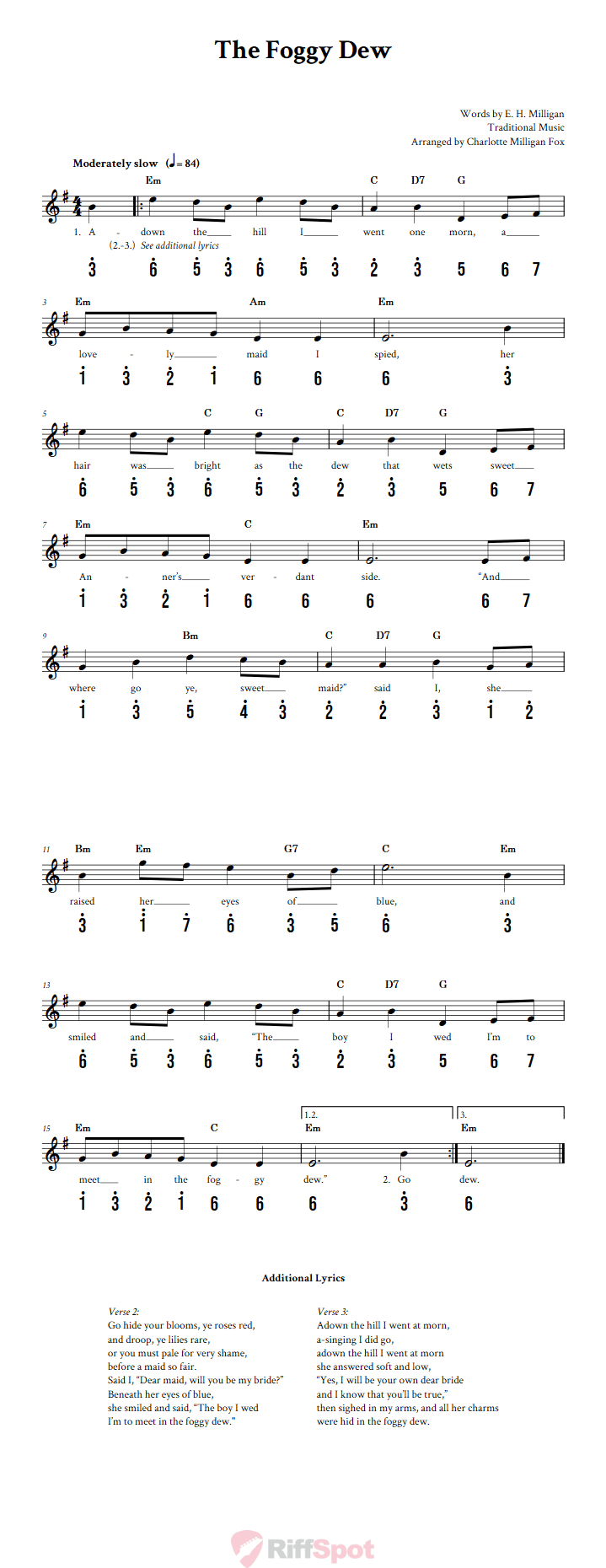 The Foggy Dew Alto Kalimba Tab