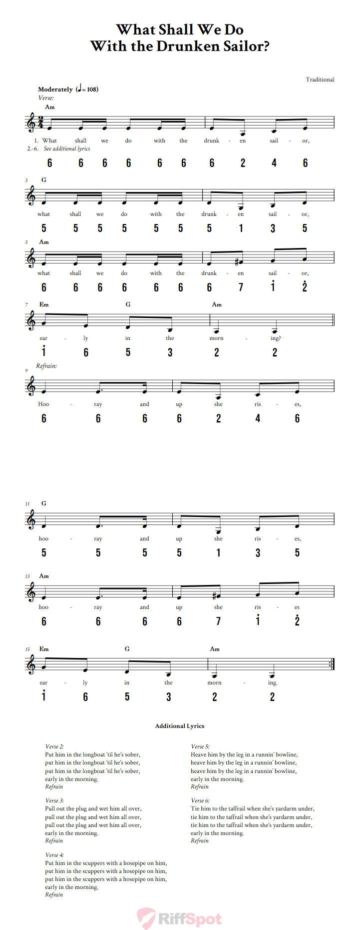 What Shall We Do With the Drunken Sailor? Alto Kalimba Tab