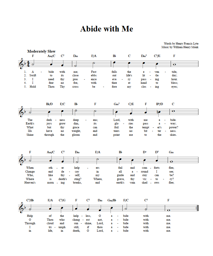 Abide with Me Sheet Music for Clarinet, Trumpet, etc.