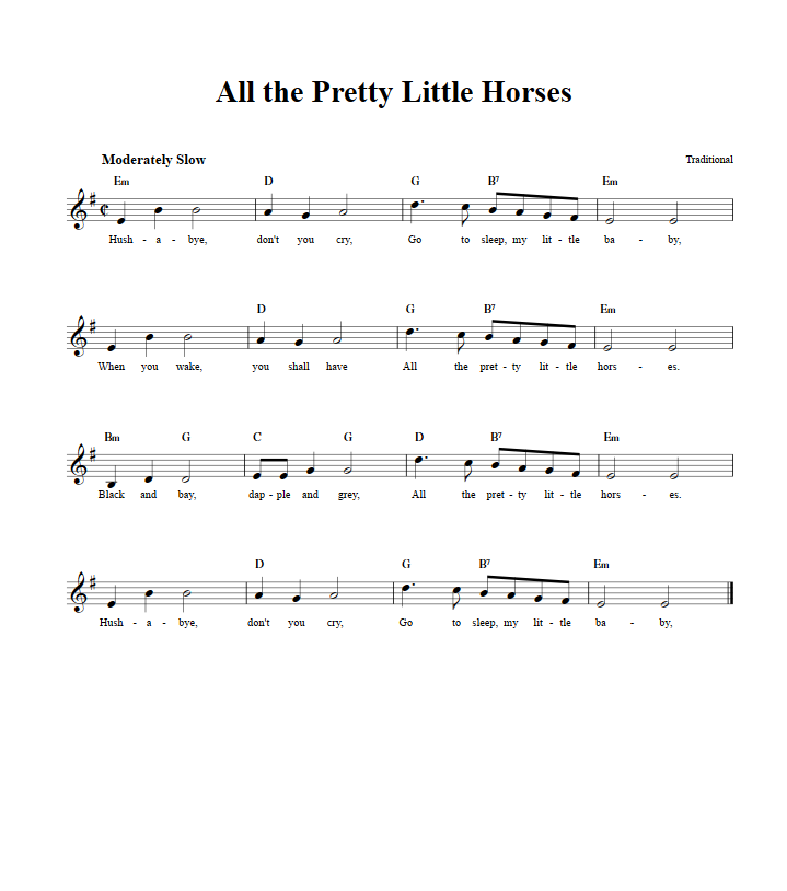All the Pretty Little Horses Sheet Music for Clarinet, Trumpet, etc.
